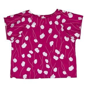 Society Hill Short Sleeve Top in Pink/White | Size XL